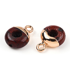 Natural Red Rainbow Jasper Flat Round/Donut Charms&nbsp;G-I347-01