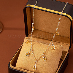 Alloy Topaz Rhinestone Teardrop Pendant Bib Necklaces&nbsp;FS-WG07C6E-01