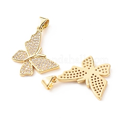 Brass Micro Pave Clear Cubic Zirconia Pendants&nbsp;ZIRC-P094-12G-RS