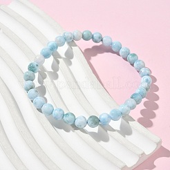 Round Natural Hemimorphite Beaded Stretch Bracelets for Men Women&nbsp;BJEW-B136-01A