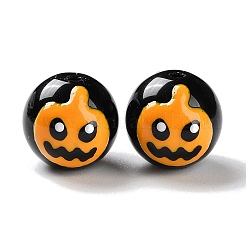 Halloween Themed Baking Paint Glass Beads Strands&nbsp;LAMP-L078-001B