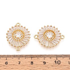 Brass Pave Clear Cubic Zirconia Connector Charms&nbsp;KK-N284-22G