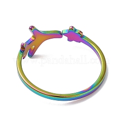 Ion Plating(IP) 304 Stainless Steel Star & Airplane Open Cuff Ring for Women&nbsp;RJEW-M149-12RC