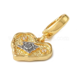 Christmas Brass Rhinestone Heart Pendant Decorations&nbsp;KK-H498-01G-03