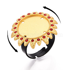 Adjustable Flower Alloy & Iron Rhinestone Bezel Cup Ring Base with Rotatable Tray&nbsp;MAK-T012-09G