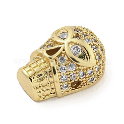 Brass Micro Pave Clear Cubic Zirconia Beads&nbsp;ZIRC-P119-19G-01