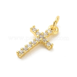 Cross Shape Rack Plating Brass Micro Pave Cubic Zirconia Pendants&nbsp;KK-S396-07B