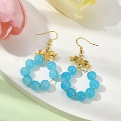 Imitation Jade Glass Beaded Ring Dangle Earrings&nbsp;EJEW-JE05567