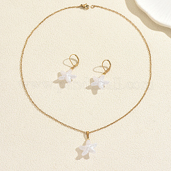 Bohemian 201 Stainless Steel & Plastic Starfish Pendant Necklace & Earrings Sets for Women&nbsp;FT6216