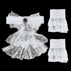 Polyester Detachable Tulle Ruffle Collar & Double Layer Wrist Cuff Sets for Women&nbsp;DIY-GA0002-73