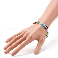Handmade Millefiori Lampwork Beads Stretch Bracelet for Teen Girl Women Gift&nbsp;BJEW-JB06847-01