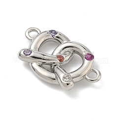 Brass Micro Pave Cubic Zirconia Heart Biscuit Connector Charms&nbsp;KK-G548-06P-02