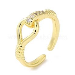 Brass Micro Pave Cubic Zirconia Open Cuff Ring for Women&nbsp;LS-RJEW-F154-02G-A