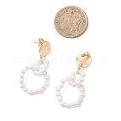 Brass Shell Pearl Dangle Stud Earrings&nbsp;EJEW-TA00686
