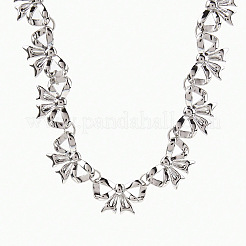 Zinc Alloy Bowknot Link Chain Necklaces for Women&nbsp;WGC55C3-01