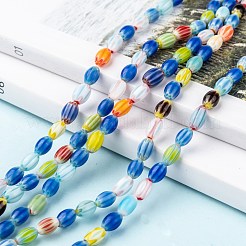 Oval Handmade Millefiori Glass Beads Strands&nbsp;LK-R004-85