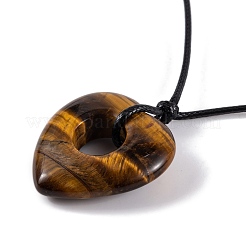 Natural Tiger Eye Pendant Necklaces&nbsp;NJEW-K268-01D