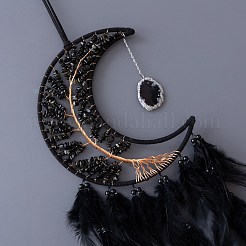 Natural Agate Moon with Tree Pendant Decorations&nbsp;TREE-PW0002-20