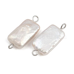 Natural Freshwater Pearl Keshi Pearl Rectangle Connector Charms&nbsp;STAS-D378-18P