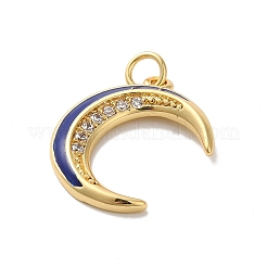 Moon Rack Plating Brass Micro Pave Cubic Zirconia Enamel Pendants&nbsp;KK-G504-06G-06