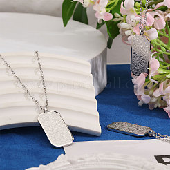 4Pcs Stainless Steel Embossed Rectangle Tag Pendant Necklaces&nbsp;NJEW-CO0001-02P