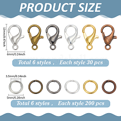 180Pcs 6 Colors Zinc Alloy Lobster Claw Clasps&nbsp;FIND-ME0001-81