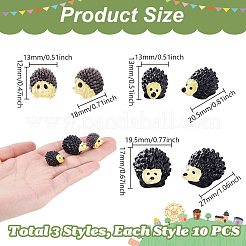 30Pcs 3 Styles Resin Hedgehog Miniature Ornaments&nbsp;DJEW-GA0001-67