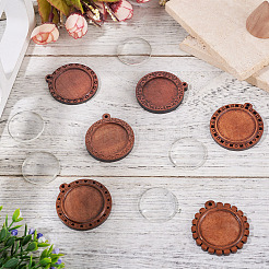 DIY Flat Round Wooden Tray Pendant Making Kits&nbsp;DIY-TA0012-31