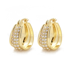 Brass Micro Pave Cubic Zirconia Hoop Earrings&nbsp;EJEW-F895-23A-G
