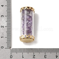 Glass Tube with Natural Amethyst Chip Beads Inside Pendants&nbsp;FIND-B054-01G-02