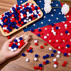 450Pcs 3 Colors Independence Day DIY Doll Craft Pom Pom Yarn Pom Pom Balls&nbsp;AJEW-SC0004-37A