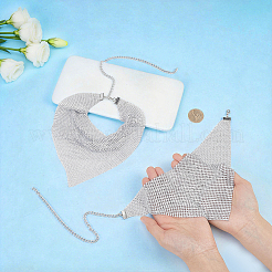 2Pcs Sparkle Aluminum Triangle Mesh Statement Bib Necklaces for Women&nbsp;NJEW-HY0002-20