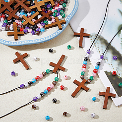 DIY Round with Cross Pendant Necklace Making Kits&nbsp;DIY-DC0004-03