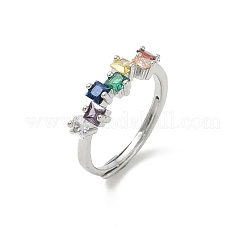 Adjustable Brass Micro Pave Cubic Zirconia Finger Rings&nbsp;RJEW-C163-26A-P