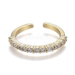 Adjustable Brass Micro Pave Clear Cubic Zirconia Cuff Rings&nbsp;ZIRC-Z002-11G