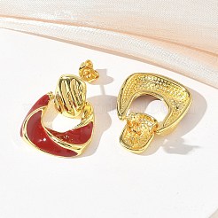 Brass Enamel Dangle Stud Earrings for Women&nbsp;KK-CBA760A-12G