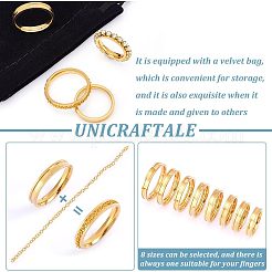 16pcs 8 Size 201 Stainless Steel Grooved Finger Ring for Women&nbsp;RJEW-UN0002-38G