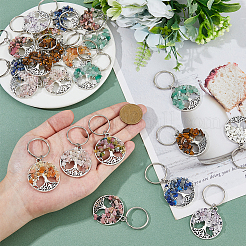 36Pcs 9 Style Natural & Synthetic Gemstone Keychain&nbsp;KEYC-FH00020