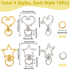 40Pcs 4 Styles Zinc Alloy Swivel Lobster Clasps&nbsp;FIND-SP0002-57