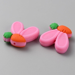 Rabbit Ears with Carrot Food Grade Eco-Friendly Silicone Focal Beads&nbsp;SIL-SZC0003-05D