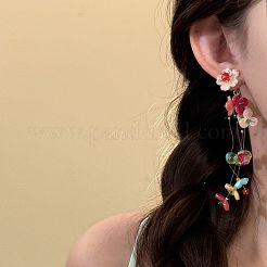 Acrylic & Titanium Alloy & Glass Stud Dangle Earrings for Women&nbsp;WG621FA-01