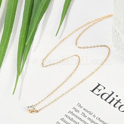 Ion Plating(IP) 304 Stainless Steel Cubic Zirconia Flat Round Pendant Cable Chain Necklaces&nbsp;NJEW-P320-16G-01