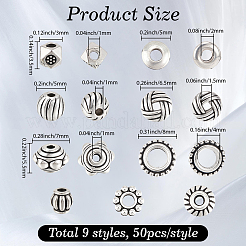 450Pcs 9 Styles Tibetan Style Spacer Beads&nbsp;FIND-BM0001-33