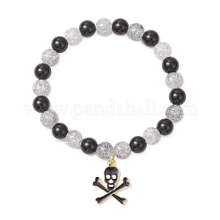 2Pcs 2 Colors Halloween Theme Skull Alloy Enamel Charm Bracelets&nbsp;BJEW-JB12121