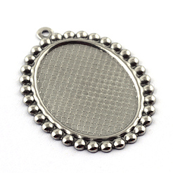 Tarnish Resistant Pendant Cabochon Settings&nbsp;X-STAS-Q194-17