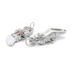 Christmas Themed Brass Micro Pave Cubic Zirconia Pendants&nbsp;ZIRC-L101-02P