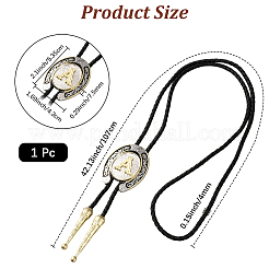 Cowboy Western Alloy Horseshoes & Letter Pendant Bolo Tie Necklaces&nbsp;NJEW-WH20014-02A