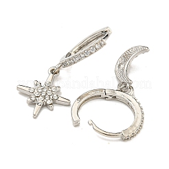Clear Cubic Zirconia Star & Moon Asymmetrical Earrings&nbsp;MOST-PW0001-064P