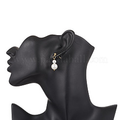 Shell Pearl Round Beaded Necklaces & Stud Dangle Earrings Sets for Women&nbsp;SJEW-JS01349