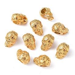 Real 24K Gold Plated Brass Skull Beads&nbsp;KK-K093-06G